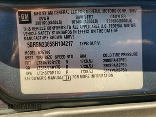 2008 Hummer H2 SUV with VIN 5GRGN23858H104217, listed as a Copart auction lot 84522734 with 122,420 mi miles and Salvage Title. Bid and sale history available at carsss.com. Image 15.