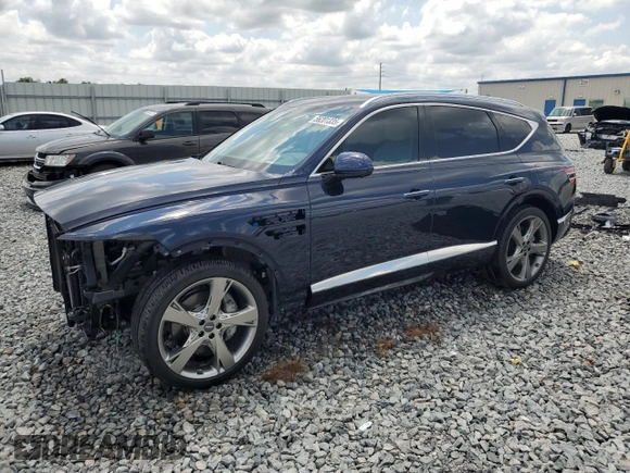 2022 Genesis GV80 with VIN KMUHCESC8NU100536, listed as a Copart auction lot 56201335 with 23,427 mi miles and Salvage title. Bid and sale history available at DreamBid. Image 1.