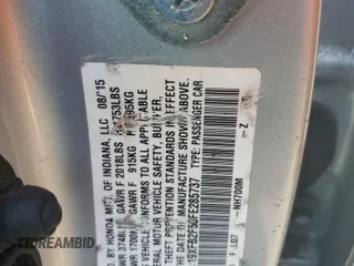 2015 Honda Civic Sedan LX with VIN 19XFB2F50FE285737, listed as a Copart auction lot 54292615 with 160,384 mi miles and Salvage Title. Bid and sale history available at carsss.com. Image 13.