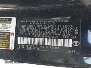 2009 Toyota Camry with VIN 4T1BE46K69U386628, listed as a IAAI auction lot 41929346 with 140,756 mi miles and . Bid and sale history available at DreamBid. Image 9.