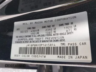 2023 Mazda 3 Premium Plus z VIN JM1BPBNY0P1615814, wystawiony jako IAAI lot #41718577 z przebiegiem Nie podano mil oraz . Historia ofert i sprzedaży dostępna na DreamBid. Obrazek 9.