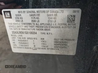 2016 GMC Terrain SLE with VIN 2GKALNEK1G6108264, listed as a IAAI auction lot 41414293 with 139,166 mi miles. Bid and sale history available at carsss.com. Image 9.