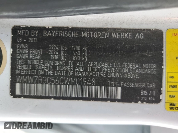 2012 MINI Countryman z VIN WMWZB3C56CWM01948, wystawiony jako Copart lot #54781705 z przebiegiem 128 374 mil mil oraz Szkoda całkowita • Salvage title. Historia ofert i sprzedaży dostępna na DreamBid. Obrazek 12.