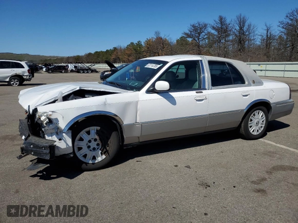 2005 Mercury Grand Marquis GS with VIN 2MEFM74W55X654070, listed as a Copart auction lot 53114785 with 56,128 mi miles and Salvage Title. Bid and sale history available at DreamBid. Image 1.