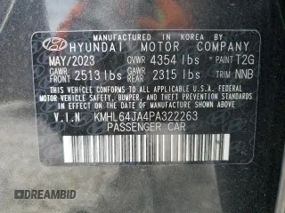2023 Hyundai Sonata SEL z VIN KMHL64JA4PA322263, wystawiony jako Copart lot #55562385 z przebiegiem 32 979 mil mil oraz Nie do naprawy • Non repairable. Historia ofert i sprzedaży dostępna na DreamBid. Obrazek 13.