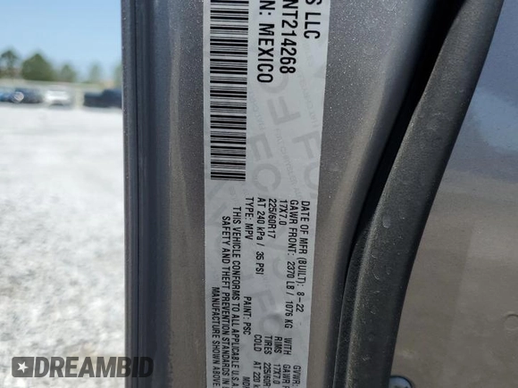 2022 Jeep Compass Latitude with VIN 3C4NJCBB7NT214268, listed as a Copart auction lot 54277455 with 24,695 mi miles and Salvage title. Bid and sale history available at DreamBid. Image 14.