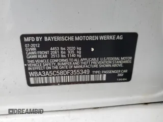 2013 BMW 3 Series 328i with VIN WBA3A5C58DF355349, listed as a Copart auction lot 83649464 with 0 mi miles and Non Repairable. Bid and sale history available at carsss.com. Image 15.