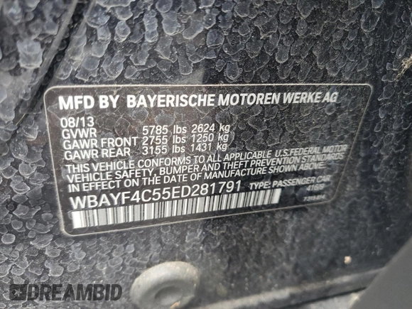 2014 BMW 7 Series 740Li xDrive with VIN WBAYF4C55ED281791, listed as a Copart auction lot 64210005 with 154,365 mi miles and Clean title. Bid and sale history available at DreamBid. Image 13.