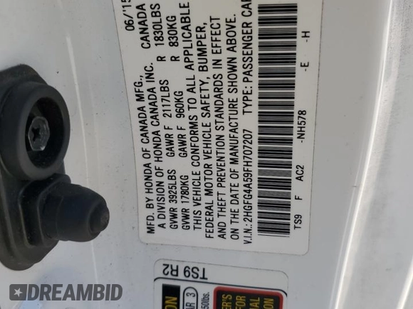 2015 Honda Civic Si z VIN 2HGFG4A59FH707207, wystawiony jako Copart lot #47347015 z przebiegiem 109 508 mil mil oraz Szkoda całkowita • Salvage title. Historia ofert i sprzedaży dostępna na DreamBid. Obrazek 14.