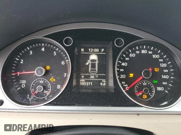 2012 Volkswagen CC Sport PZEV with VIN WVWMP7AN0CE533828, listed as a Copart auction lot 86079484 with 105,371 mi miles and Salvage Title. Bid and sale history available at carsss.com. Image 9.