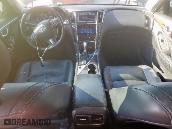 2015 Infiniti Q50 with VIN JN1BV7AR0FM414691, listed as a Copart auction lot 51783685 with 69,859 mi miles and Salvage Title. Bid and sale history available at DreamBid. Image 8.