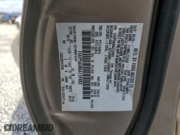 2006 Ford Taurus SEL with VIN 1FAFP56U86A159483, listed as a Copart auction lot 44610895 with Not provided miles and Salvage title. Bid and sale history available at DreamBid. Image 14.