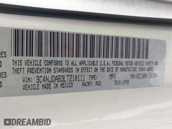 2020 Jeep Compass Sport with VIN 3C4NJDAB3LT210111, listed as a IAAI auction lot 41286048 with 78,372 mi miles and . Bid and sale history available at DreamBid. Image 9.