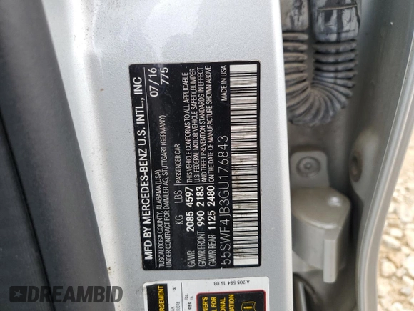 2016 Mercedes-Benz C 300 z VIN 55SWF4JB3GU176843, wystawiony jako Copart lot #57259905 z przebiegiem 87 361 mil mil oraz Szkoda całkowita • Salvage title. Historia ofert i sprzedaży dostępna na DreamBid. Obrazek 12.