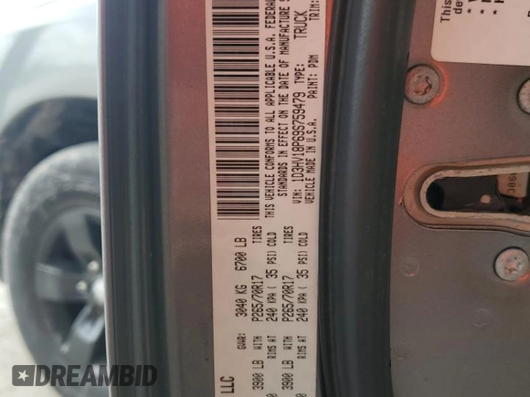2009 Dodge 1500 TRX with VIN 1D3HV18P69S759479, listed as a Copart auction lot 65589175 with 147,984 mi miles and Clean title. Bid and sale history available at DreamBid. Image 12.