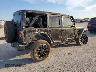2021 Jeep Wrangler Unlimited Sahara High Altitude with VIN 1C4HJXEM0MW669053, listed as a Copart auction lot 77032134 with 41,133 mi miles and Salvage title. Bid and sale history available at DreamBid. Image 3.