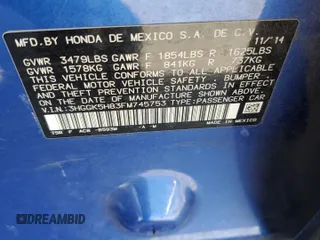 2015 Honda Fit EX-L with VIN 3HGGK5H83FM745753, listed as a Copart auction lot 61916175 with 76,305 mi miles and Salvage title. Bid and sale history available at DreamBid. Image 12.