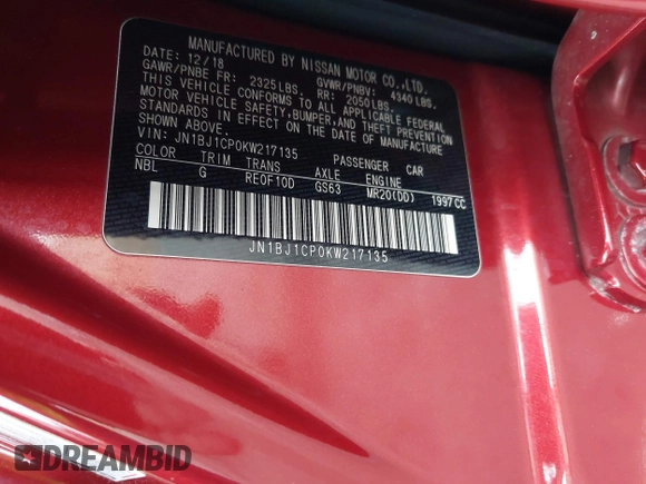2019 Nissan Rogue S with VIN JN1BJ1CP0KW217135, listed as a IAAI auction lot 42028118 with 45,164 mi miles and . Bid and sale history available at DreamBid. Image 9.