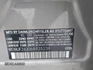 2006 Mercedes-Benz E 320 CDI with VIN WDBUF26J06A935239, listed as a IAAI auction lot 41657552 with 230,067 mi miles and . Bid and sale history available at DreamBid. Image 9.