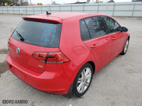 2015 Volkswagen Golf TDI SEL with VIN 3VW2A7AU5FM035751, listed as a Copart auction lot 64235002 with 90,829 mi miles. Bid and sale history available at carsss.com. Image 4.