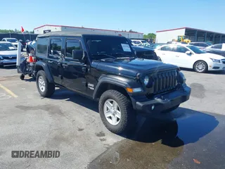 2018 Jeep Wrangler Unlimited Sport z VIN 1C4HJXDN3JW198375, wystawiony jako IAAI lot #41965568 z przebiegiem 106 418 mil mil oraz . Historia ofert i sprzedaży dostępna na DreamBid. Obrazek 1.