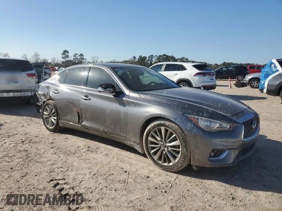 2021 Infiniti Q50 Luxe with VIN JN1EV7BP9MM702524, listed as a Copart auction lot 48579785 with 28,627 mi miles and Salvage title. Bid and sale history available at DreamBid. Image 4.