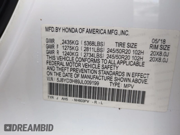 2018 Acura MDX Advance with VIN 5J8YD3H89JL009199, listed as a Copart auction lot 74730604 with 99,781 mi miles and Clean title. Bid and sale history available at DreamBid. Image 13.