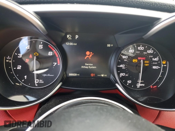 2018 Alfa Romeo Giulia Ti Sport with VIN ZARFAECN8J7577871, listed as a Copart auction lot 88101745 with 88,929 mi miles and Salvage Title. Bid and sale history available at carsss.com. Image 9.