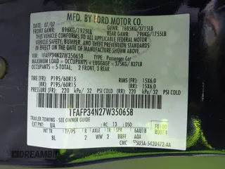 2007 Ford Focus S with VIN 1FAFP34N27W350658, listed as a IAAI auction lot 42012197 with 178,795 mi miles and . Bid and sale history available at carsss.com. Image 9.