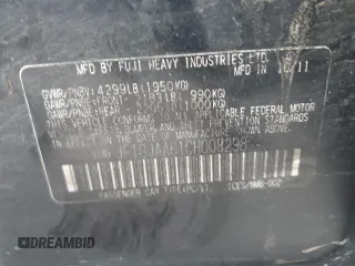 2012 Subaru Impreza 2.0i z VIN JF1GJAA61CH008298, wystawiony jako Copart lot #45556935 z przebiegiem 156 092 mil mil oraz Szkoda całkowita • Salvage title. Historia ofert i sprzedaży dostępna na DreamBid. Obrazek 14.