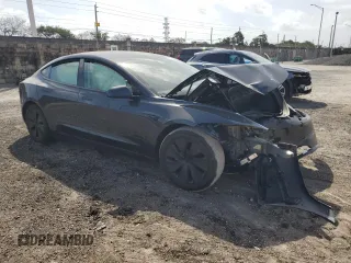 2024 Tesla Model 3 with VIN 5YJ3E1EA5RF742432, listed as a Copart auction lot 47646525 with 3,792 mi miles and Non Repairable. Bid and sale history available at DreamBid. Image 4.