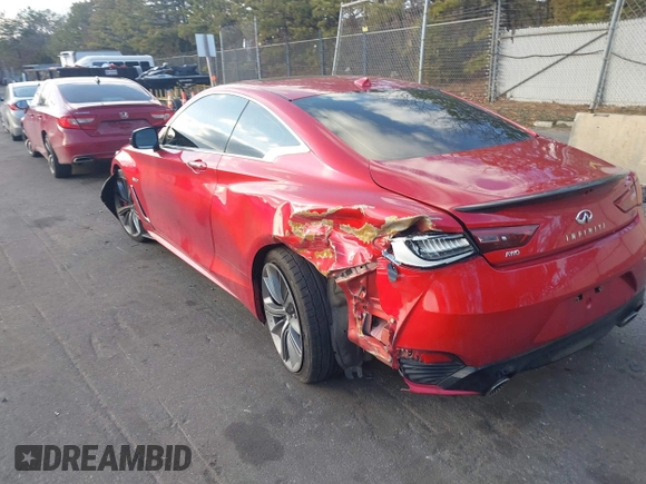 2018 Infiniti Q60 Red Sport 400 with VIN JN1FV7EL1JM630095, listed as a IAAI auction lot 41212992 with 97,970 mi miles and . Bid and sale history available at DreamBid. Image 3.