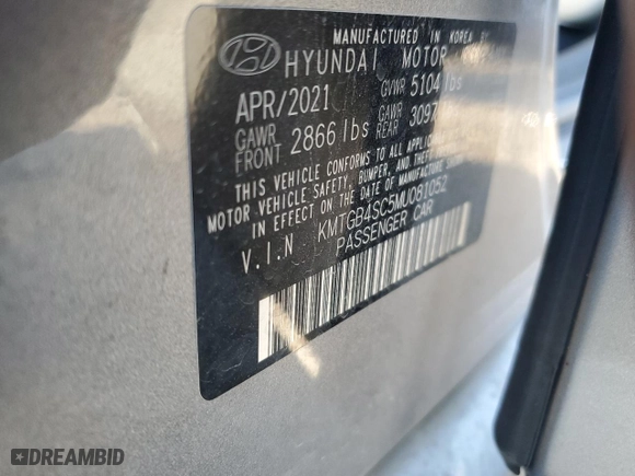 2021 Genesis G80 2.5T with VIN KMTGB4SC5MU081052, listed as a Copart auction lot 46831555 with 49,351 mi miles and Salvage Title. Bid and sale history available at carsss.com. Image 12.
