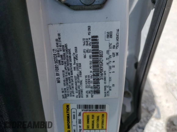 2016 Ford Fusion Titanium с VIN 3FA6P0K9XGR218027, выставлен на аукционе Copart как лот 54249925 с пробегом 111 682 миль миль и Списание • Salvage title. История ставок и продаж доступна на DreamBid. Изображение 13.