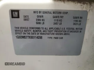 2008 Cadillac CTS RWD with VIN 1G6DM577X80114298, listed as a Copart auction lot 54554475 with Not Provided miles and Salvage Title. Bid and sale history available at DreamBid. Image 13.