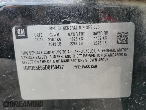 2013 Cadillac CTS Luxury with VIN 1G6DE5E55D0158427, listed as a Copart auction lot 68885564 with 108,343 mi miles and Salvage Title. Bid and sale history available at carsss.com. Image 12.
