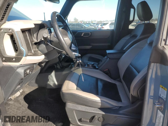 2022 Ford Bronco with VIN 1FMEE5DPXNLB41865, listed as a Copart auction lot 88532235 with 44,694 mi miles and Salvage Title. Bid and sale history available at DreamBid. Image 7.