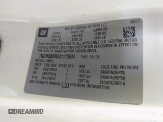 2018 Chevrolet Colorado 2WD Work Truck with VIN 1GCHSBEN0J1113634, listed as a IAAI auction lot 42381221 with 152,438 mi miles and . Bid and sale history available at DreamBid. Image 9.
