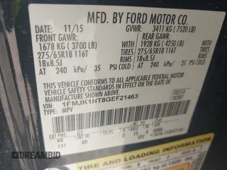 2016 Ford Expedition Max XLT с VIN 1FMJK1HT8GEF21463, выставлен на аукционе IAAI как лот 42017037 с пробегом 197 357 миль миль и . История ставок и продаж доступна на DreamBid. Изображение 9.