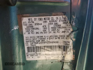 1996 Ford F-150 with VIN 1FTEF15Y0TLC02932, listed as a Copart auction lot 69009794 with Not provided miles and Salvage title. Bid and sale history available at DreamBid. Image 14.