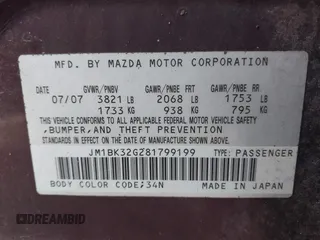 2008 Mazda 3 i Touring with VIN JM1BK32G281799199, listed as a IAAI auction lot 41830333 with 169,580 mi miles and . Bid and sale history available at DreamBid. Image 9.