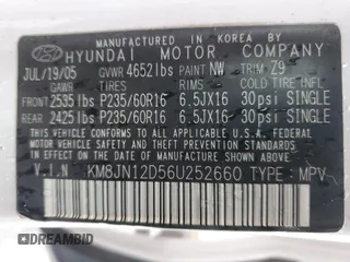 2006 Hyundai Tucson GLS with VIN KM8JN12D56U252660, listed as a Copart auction lot 45330325 with 125,136 mi miles and Salvage Title. Bid and sale history available at carsss.com. Image 13.