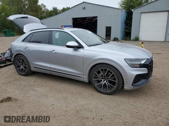 2022 Audi Q8 Prestige with VIN WA1FVBF13ND006067, listed as a Copart auction lot 69232414 with 57,797 mi miles and Salvage Title. Bid and sale history available at carsss.com. Image 4.