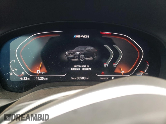 2021 BMW X4 M40i with VIN 5UX2V5C00M9H95699, listed as a Copart auction lot 63564433 with 33,500 mi miles and Salvage title. Bid and sale history available at DreamBid. Image 9.