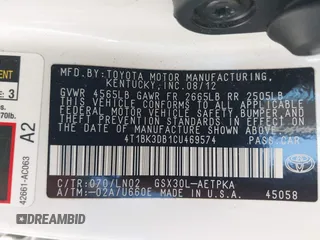 2012 Toyota Avalon with VIN 4T1BK3DB1CU469574, listed as a IAAI auction lot 41633881 with 128,425 mi miles and . Bid and sale history available at DreamBid. Image 9.