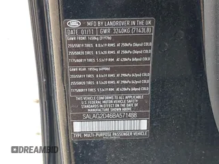 2011 Land Rover LR4 HSE with VIN SALAG2D46BA571488, listed as a IAAI auction lot 42134925 with 104,430 mi miles and . Bid and sale history available at DreamBid. Image 9.