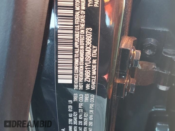 2021 Maserati Levante S z VIN ZN661YUS6MX366073, wystawiony jako Copart lot #80206954 z przebiegiem 50 560 mil mil oraz Nie do naprawy • Non repairable. Historia ofert i sprzedaży dostępna na DreamBid. Obrazek 13.