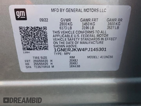 2023 Chevrolet Traverse RS with VIN 1GNERJKW4PJ145301, listed as a Copart auction lot 82915334 with 22,028 mi miles and Salvage Title. Bid and sale history available at carsss.com. Image 13.
