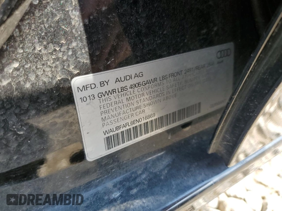 2014 Audi A4 Premium with VIN WAUBFAFL6EN016869, listed as a Copart auction lot 50565935 with 41,181 mi miles and Clean Title. Bid and sale history available at carsss.com. Image 12.