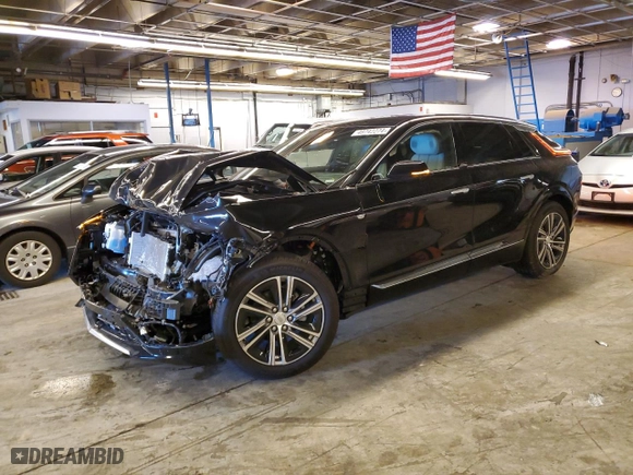 2023 Cadillac LYRIQ RWD Luxury with VIN 1GYKPMRKXPZ002144, listed as a Copart auction lot 49742274 with 0 mi miles and Salvage Title. Bid and sale history available at carsss.com. Image 1.